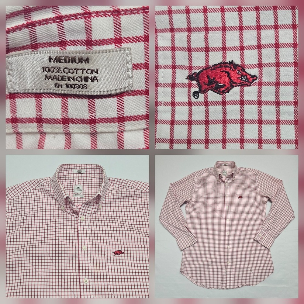 Peter Millar Nanoluxe  Arkansas Razorbacks Button Down Shirt Men's Medium